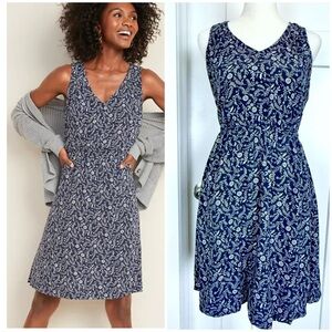 🌿 Old Navy Navy Blue Floral Sleeveless Dress (XS)
